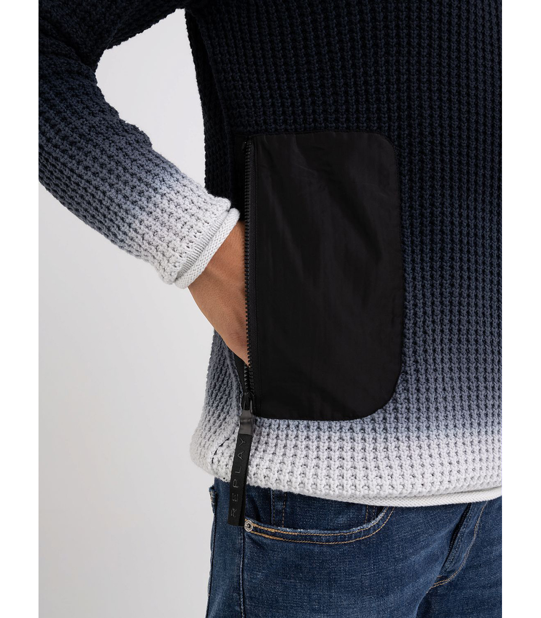 コットンクリンクルグラデーションニット 詳細画像 ブルー 5